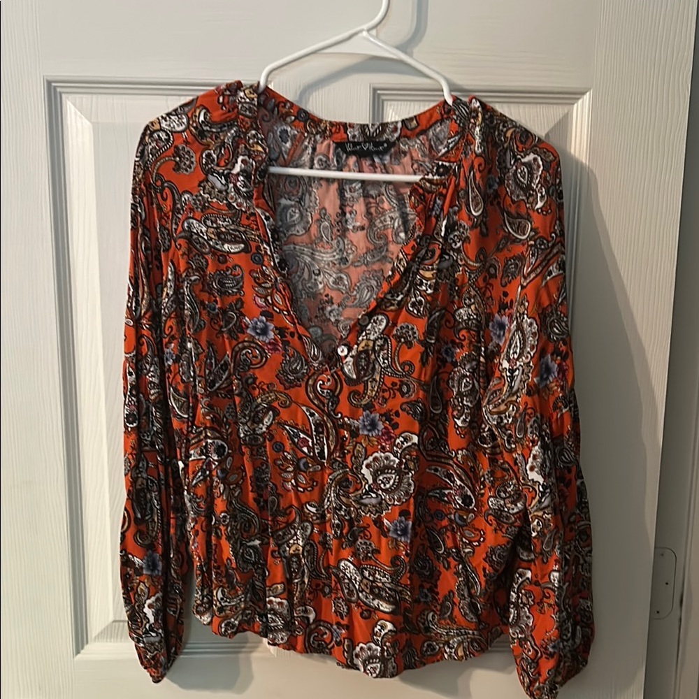 Velvet Heart Orange Paisley Blouse